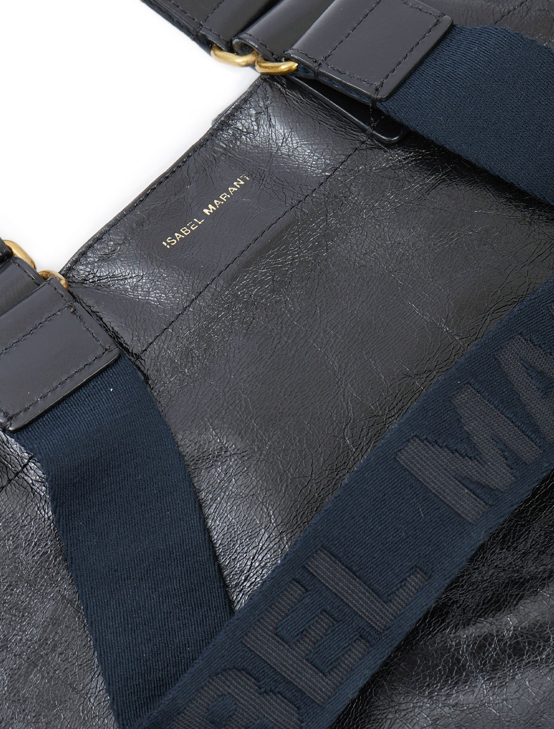 Close-up view of Isabel Marant Etoile's wardy bag in black.