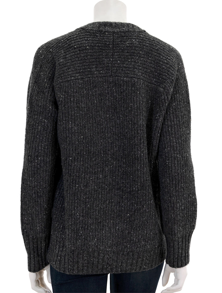 Back view of Alex Mill's chunky rib cardigan in charcoal donegal.