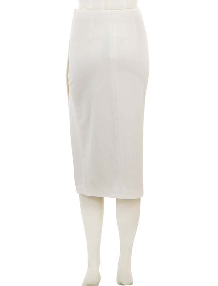 Back view of Saint Art's Celine Midi Wrap Skirt in Ivory Sequin.