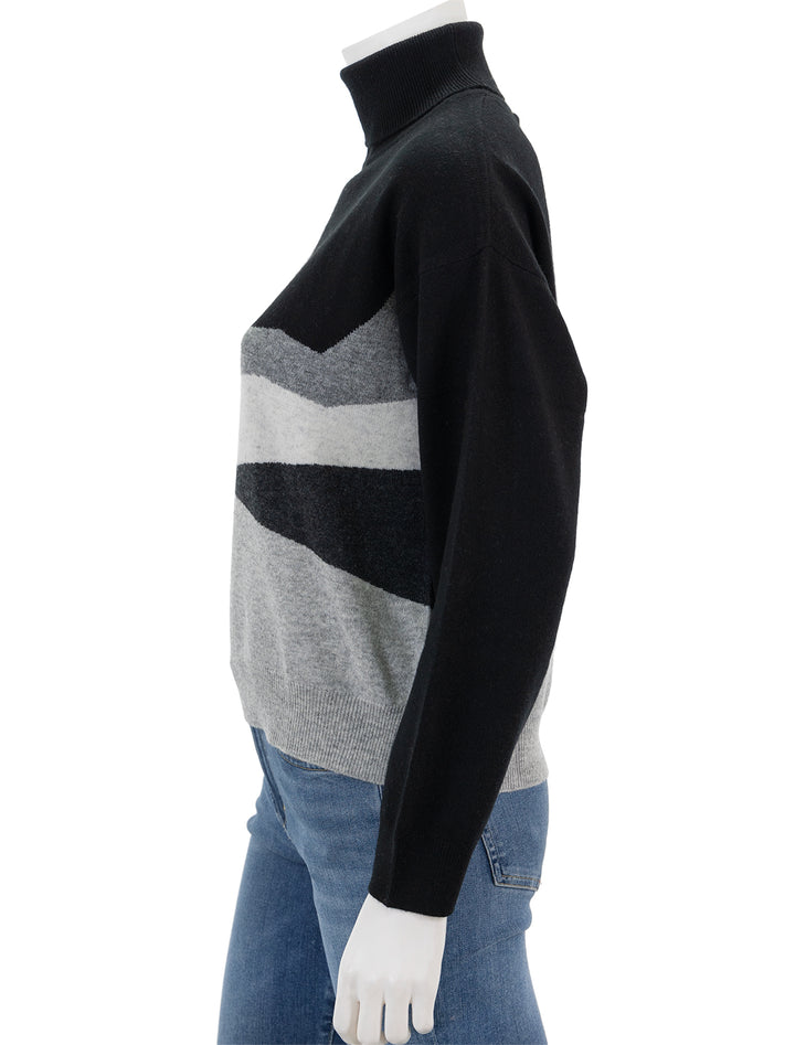 Side view of Jumper 1234's mountaineer roll collar sweater in black.