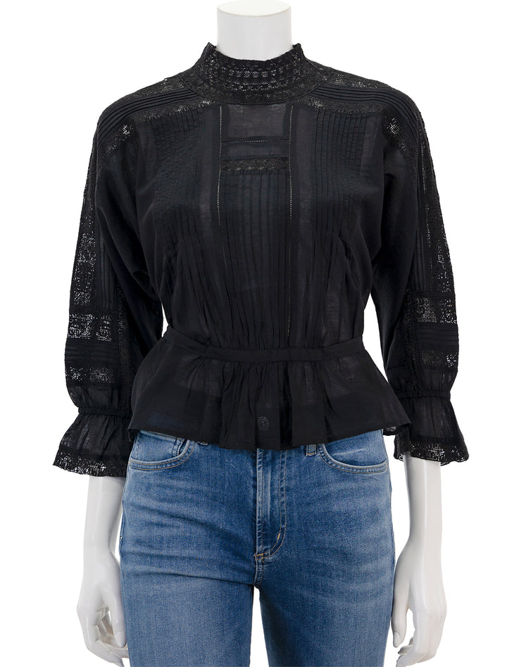 Front view of Vanessa Bruno's viva blouse in noir.