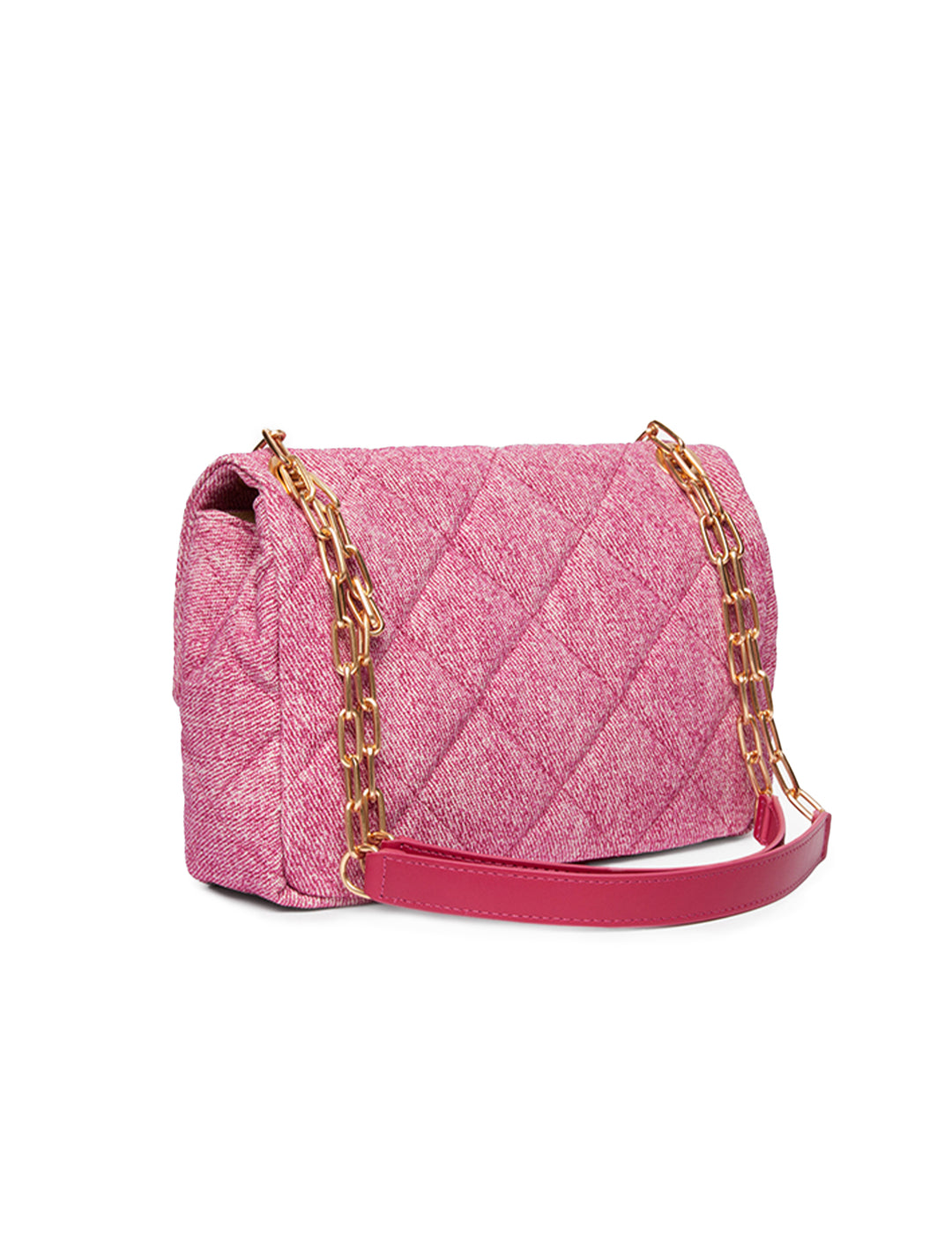 Back view of Vanessa Bruno's Moon MM Bag in fuchsia.