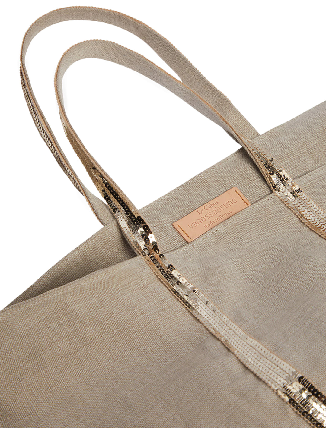 Close-up view of Vanessa Bruno's cabas large tote in sable.