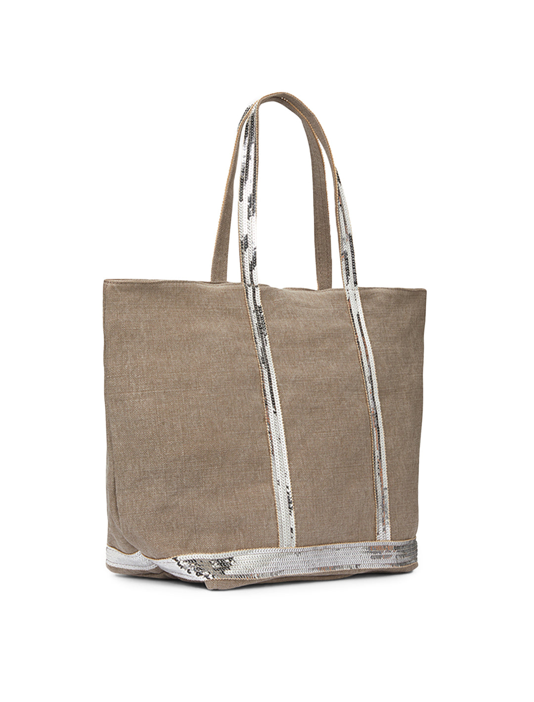 Front angle view of Vanessa Bruno's cabas large tote in calcaire.