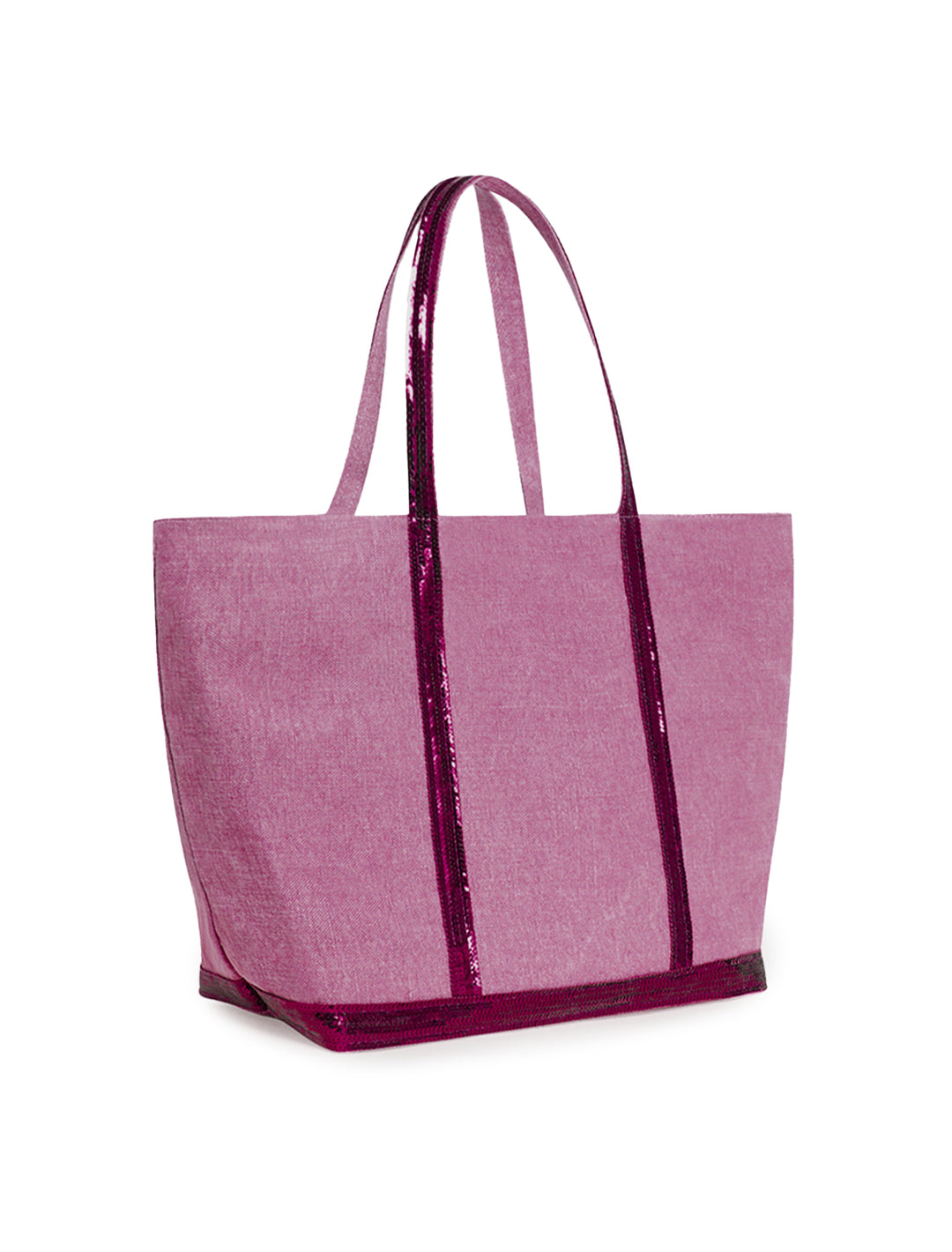 Front angle view of Vanessa Bruno's cabas large tote in sorbet.
