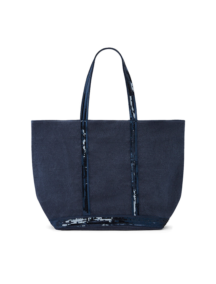Front view of Vanessa Bruno's cabas large tote in denim.