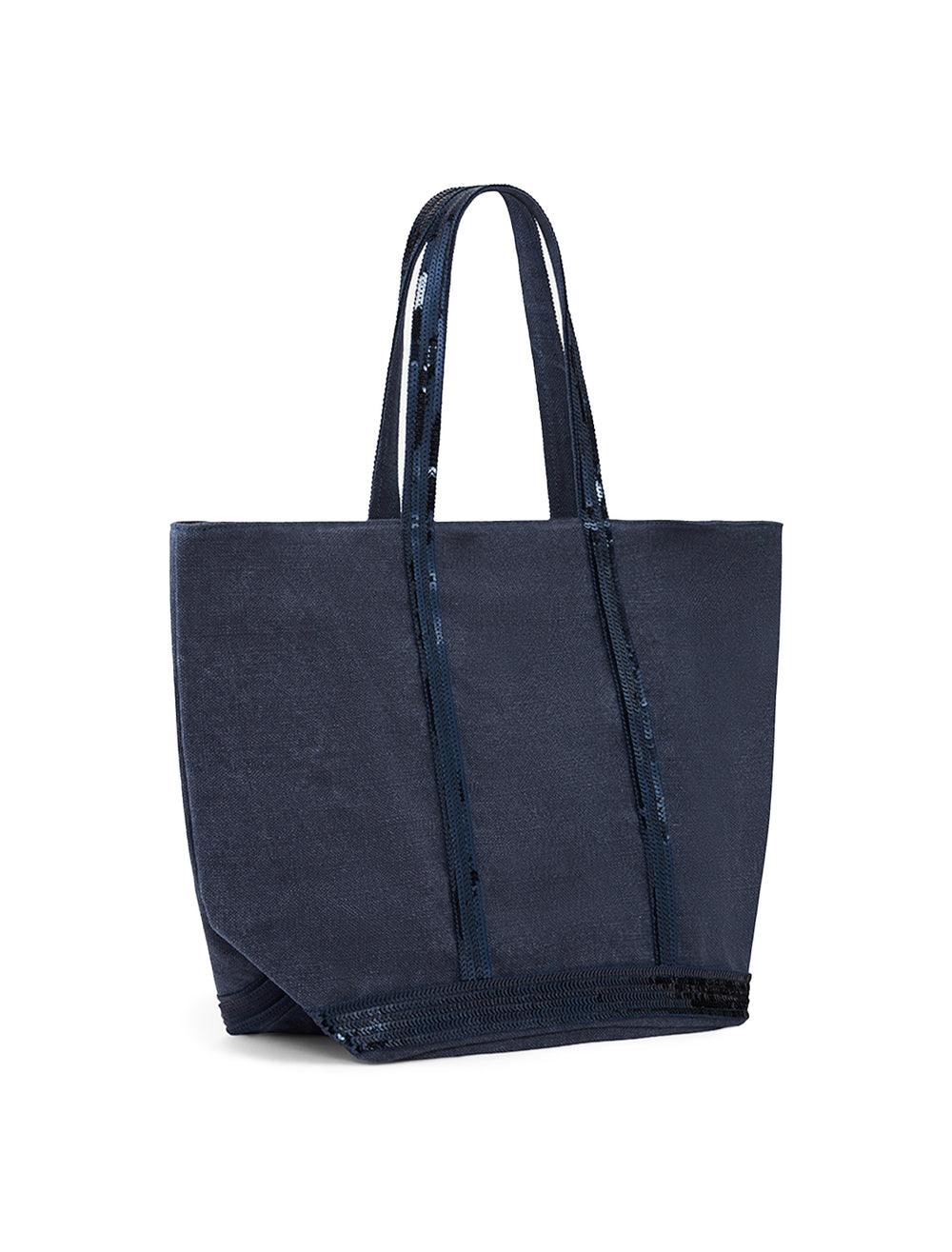 Front angle view of Vanessa Bruno's cabas large tote in denim.