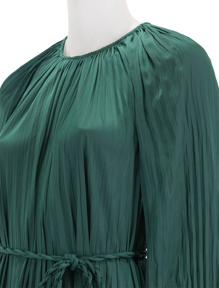 Close-up view of Ulla Johnson's zora dress in jadeite.