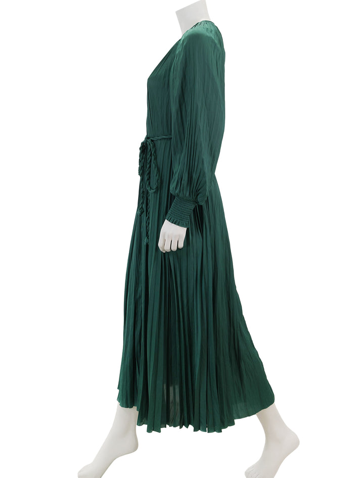 Side view of Ulla Johnson's zora dress in jadeite.