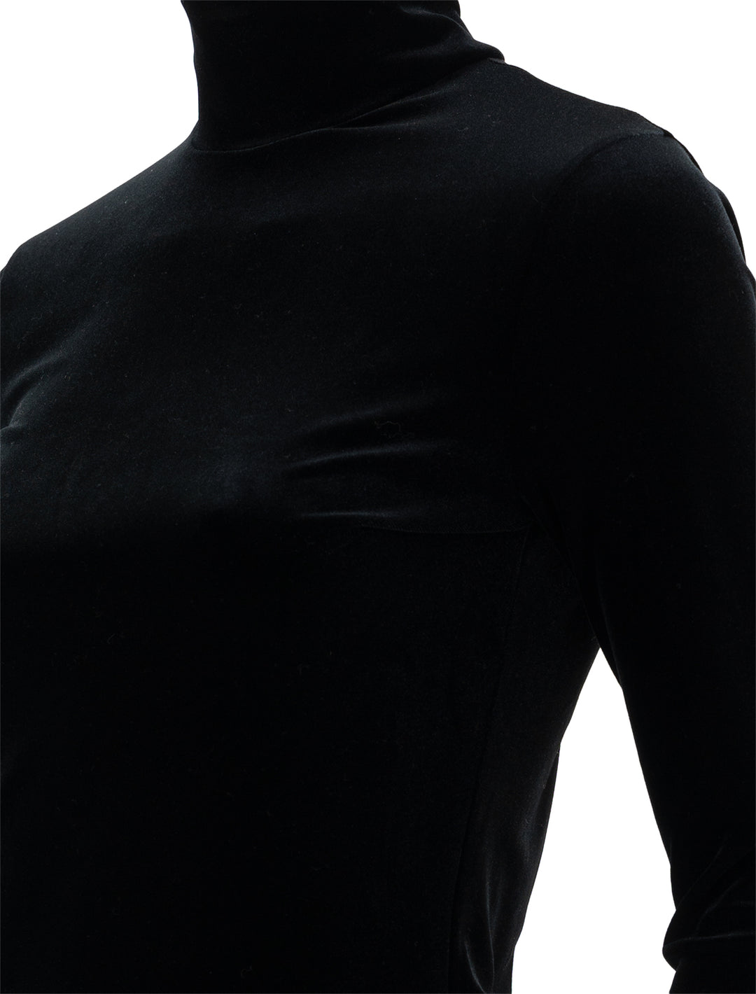 Close-up view of AGOLDE's pascale turtleneck in black.