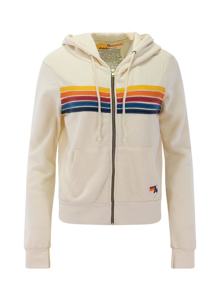 5 stripe zip hoodie in vintage white
