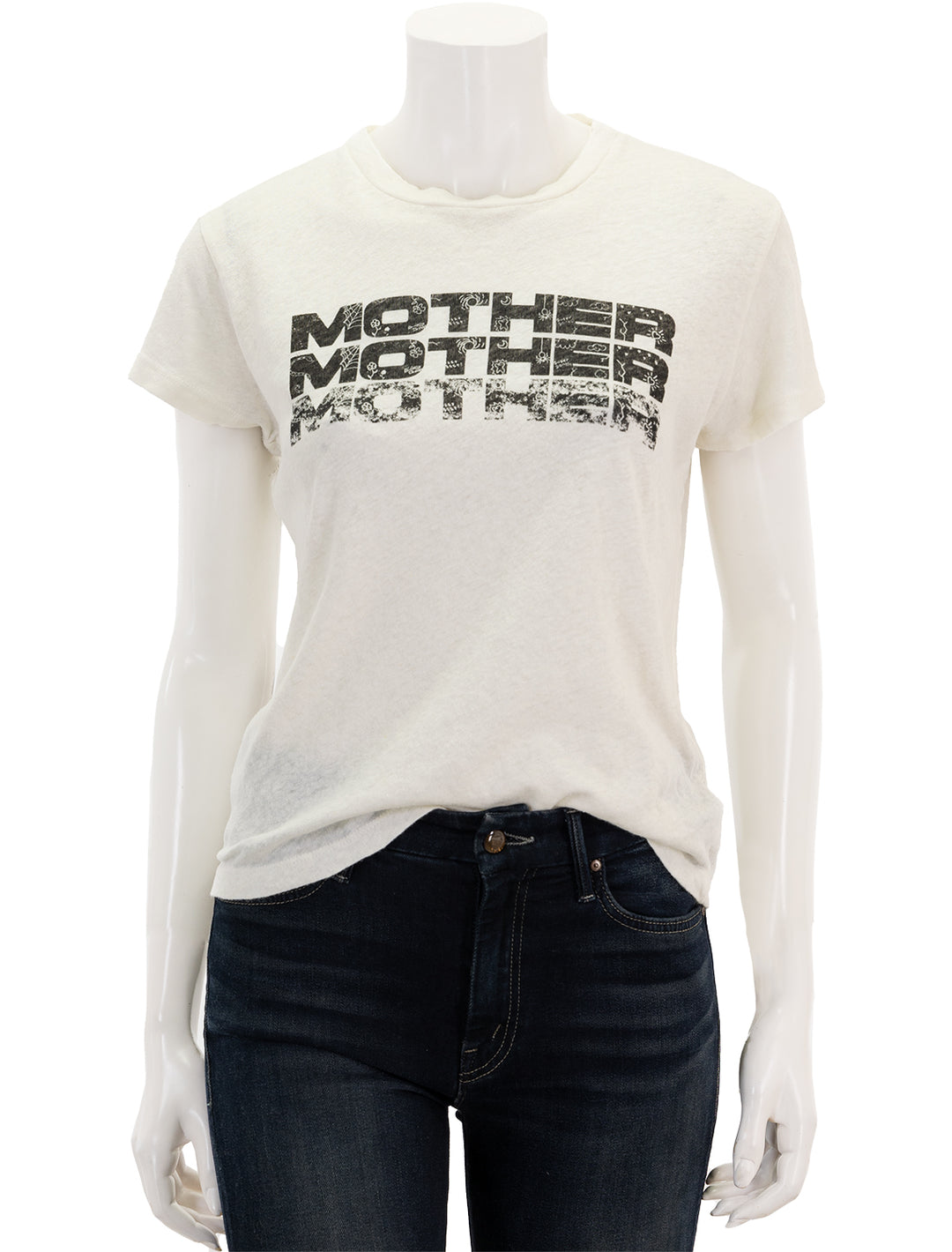 Front view of Mother Denim's the mother stack sinful.