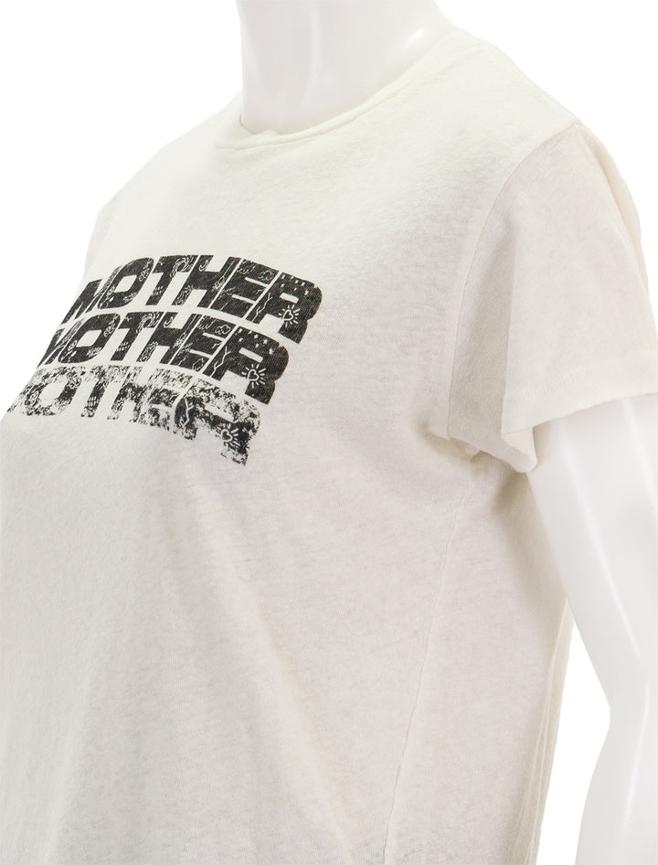 Close-up view of Mother Denim's the mother stack sinful.