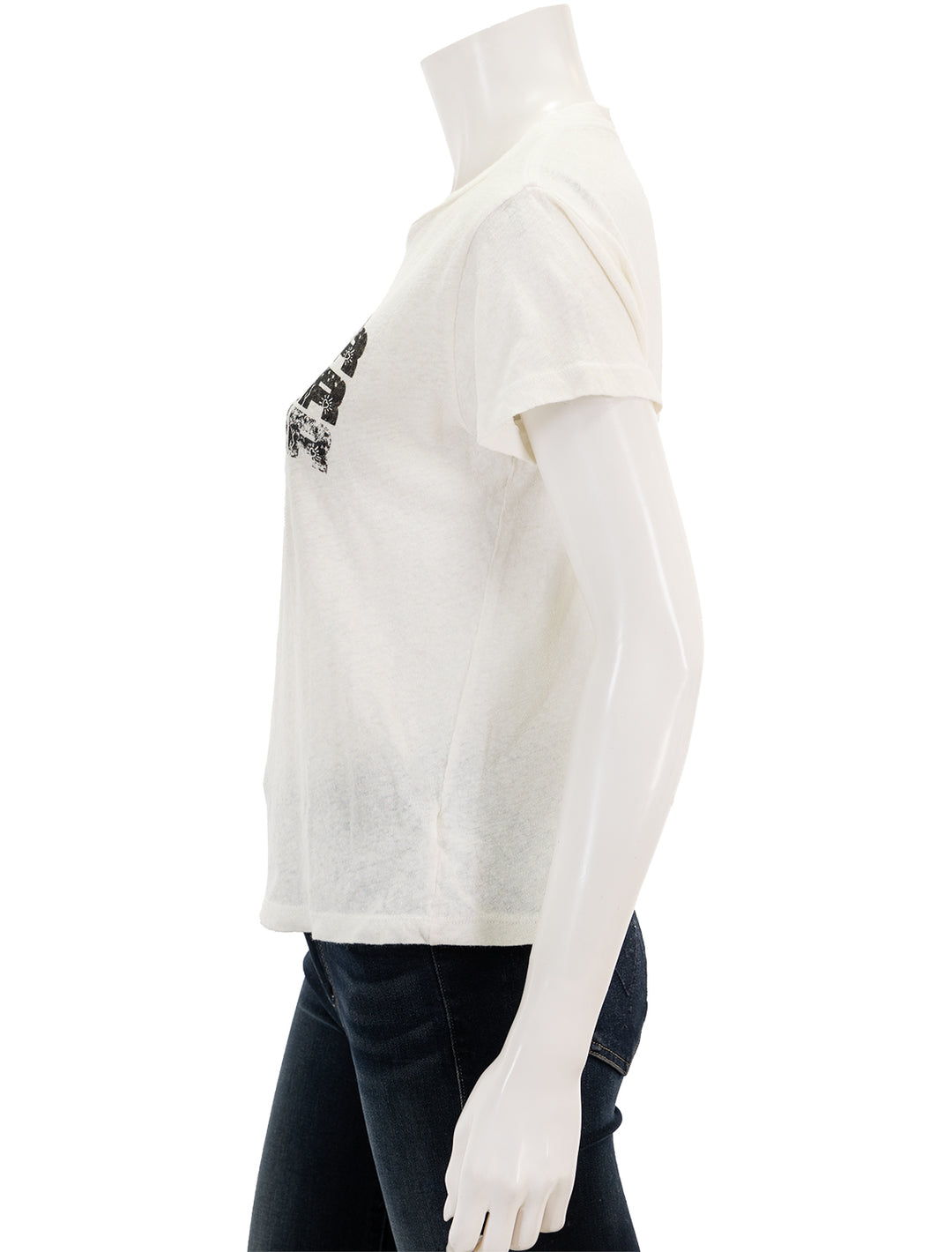 Side view of Mother Denim's the mother stack sinful.