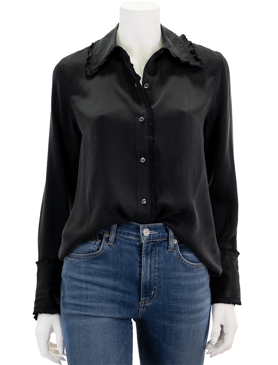 Front view of Rails' fia blouse in black.
