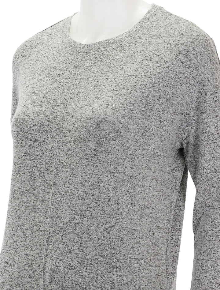 Close-up view of Rails' iggy top in melange grey.