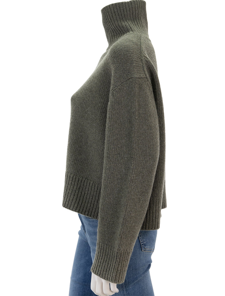 Side view of Nili Lotan's omaira sweater in army green.