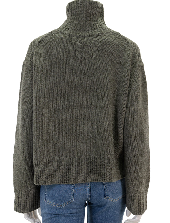 Back view of Nili Lotan's omaira sweater in army green.