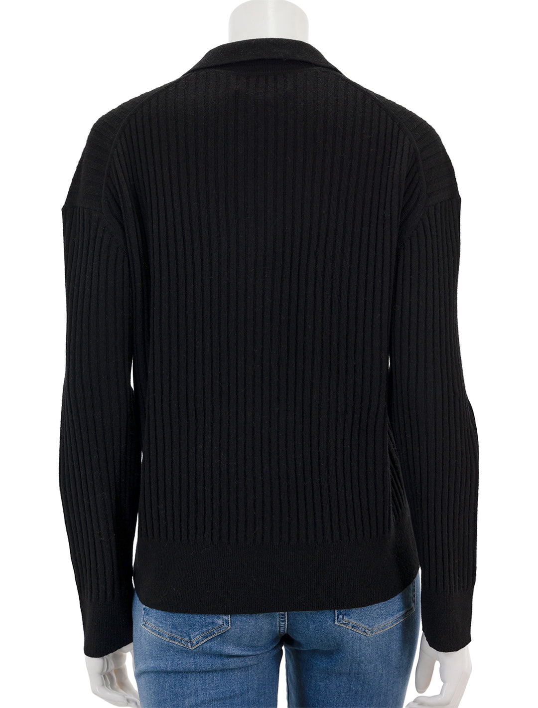 Back view of Nili Lotan's ramona polo sweater in black.