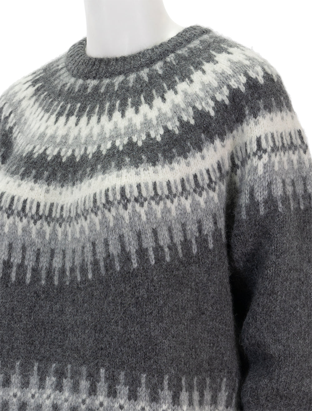 Close-up view of Nili Lotan's genevive fair isle sweater.