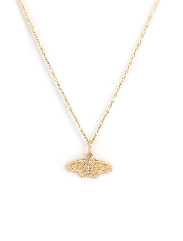 Front view of Sydney Evan's Small Celestial Moth Charm Necklace.