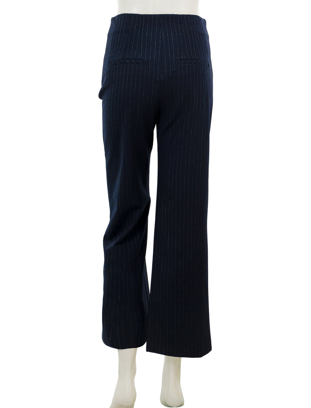 Back view of Veronica Beard's dova pant in navy pinstripe.