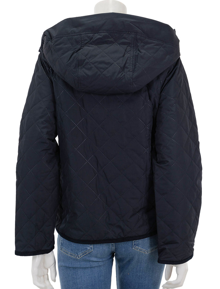 Back view of Barbour's glamis quilt jacket in dark navy.