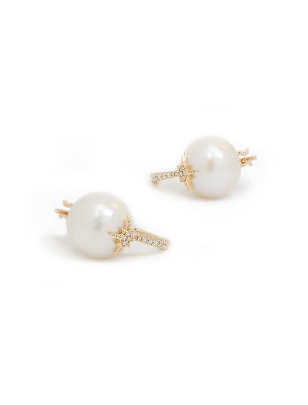 pearl and pave starburst bead earrings