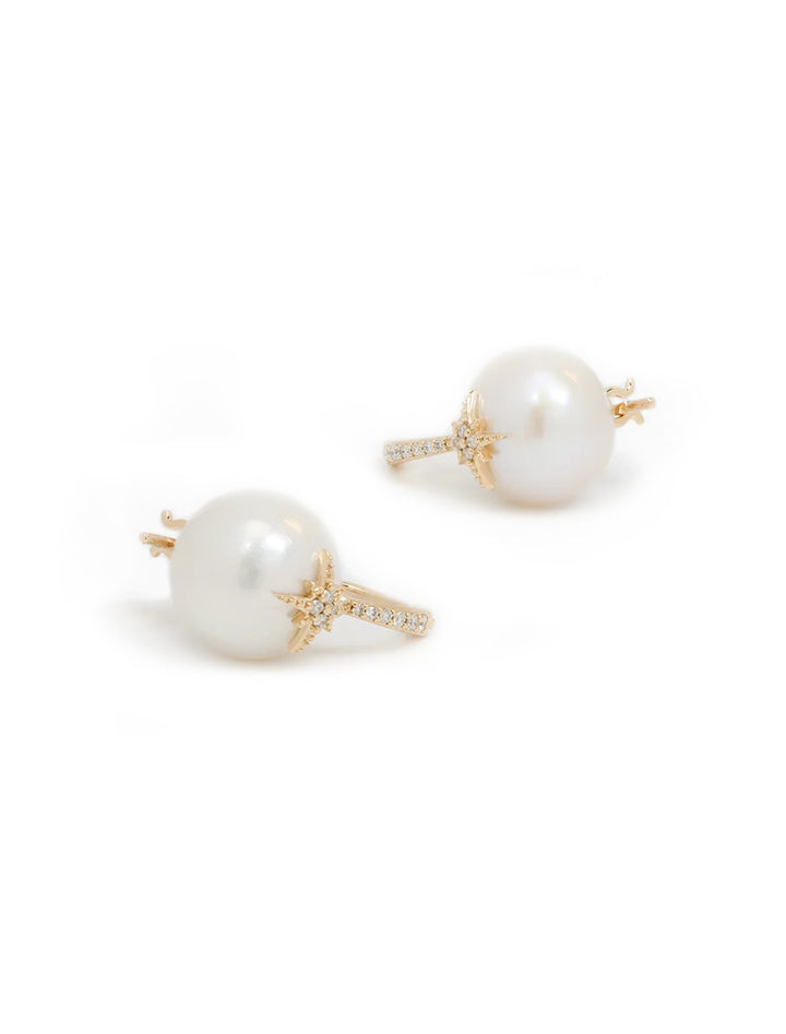 pearl and pave starburst bead earrings
