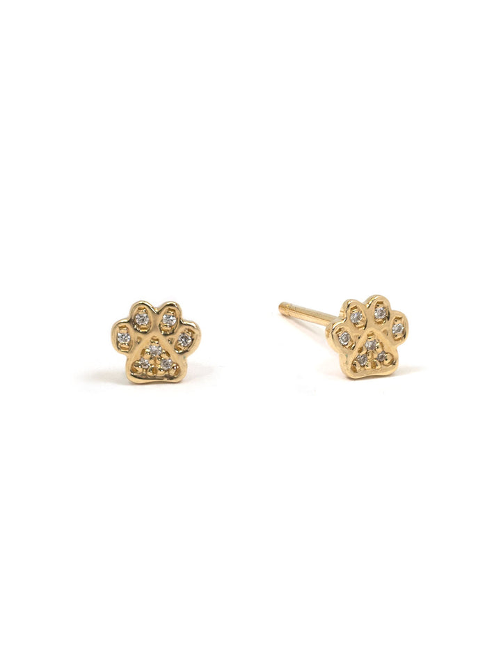 Front view of Sydney Evan's Mini Pave Paw Studs.