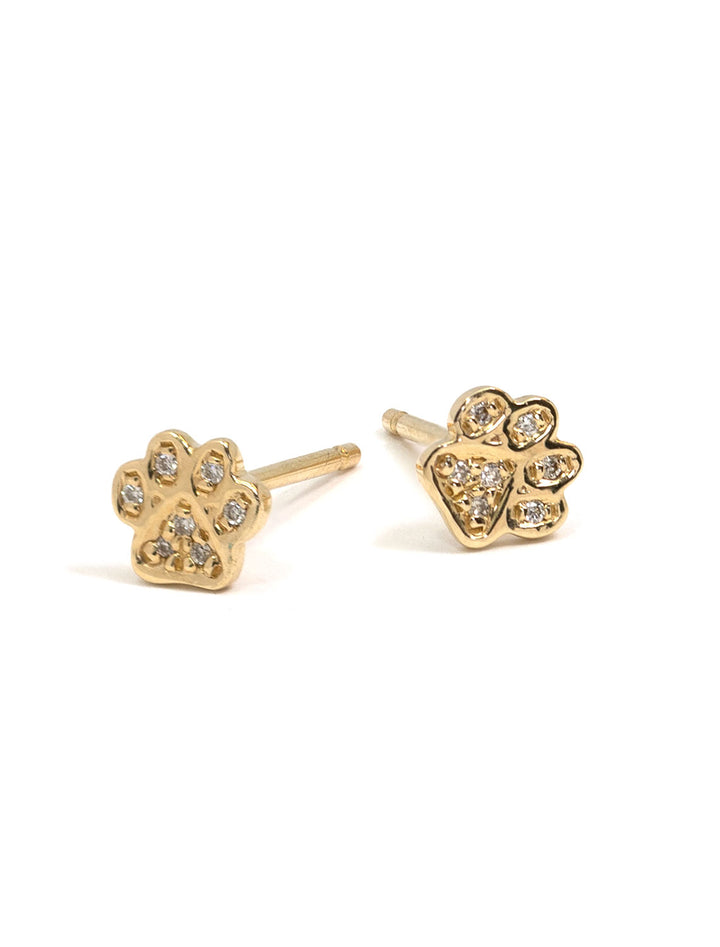 Close-up view of Sydney Evan's Mini Pave Paw Studs.