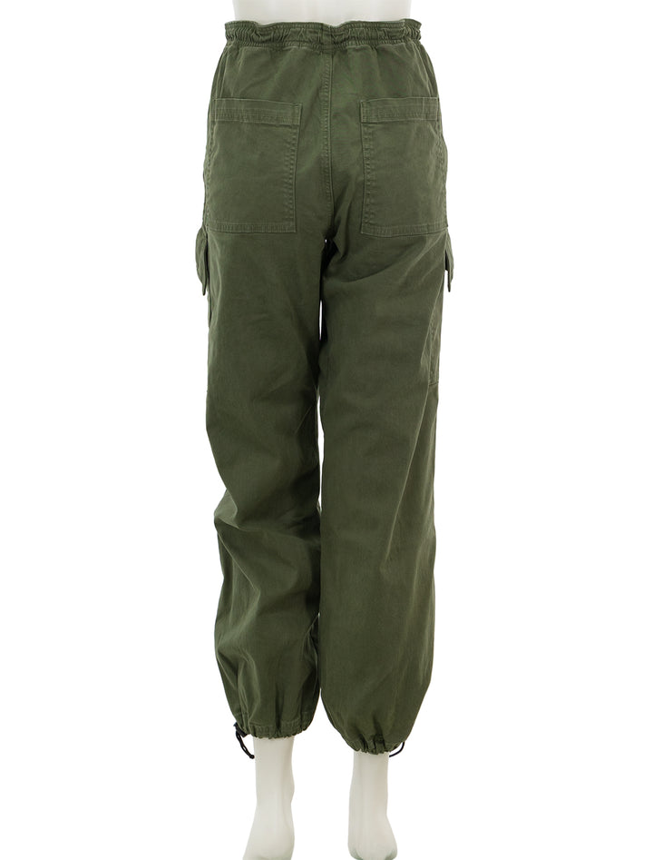 Back view of ASKK NY's parachute pant in fatigue.