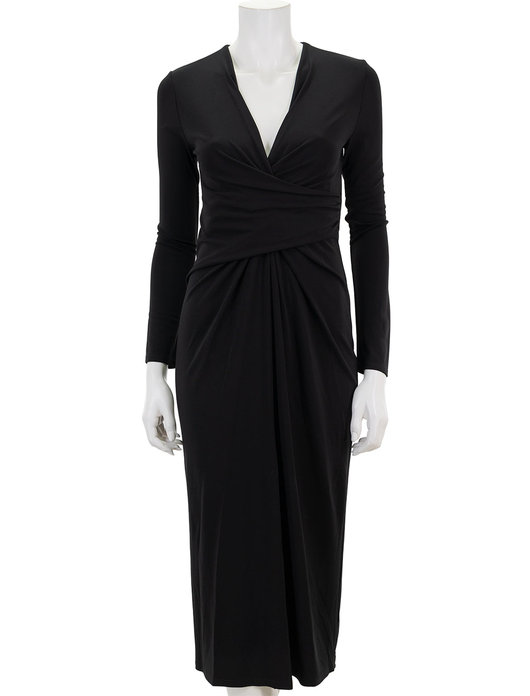 Front view of Velvet by Graham & Spencer's Eliana Dress in Black Matte Jersey.