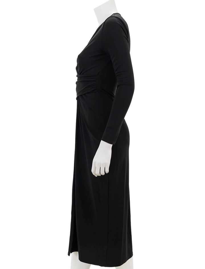 Side view of Velvet by Graham & Spencer's Eliana Dress in Black Matte Jersey.