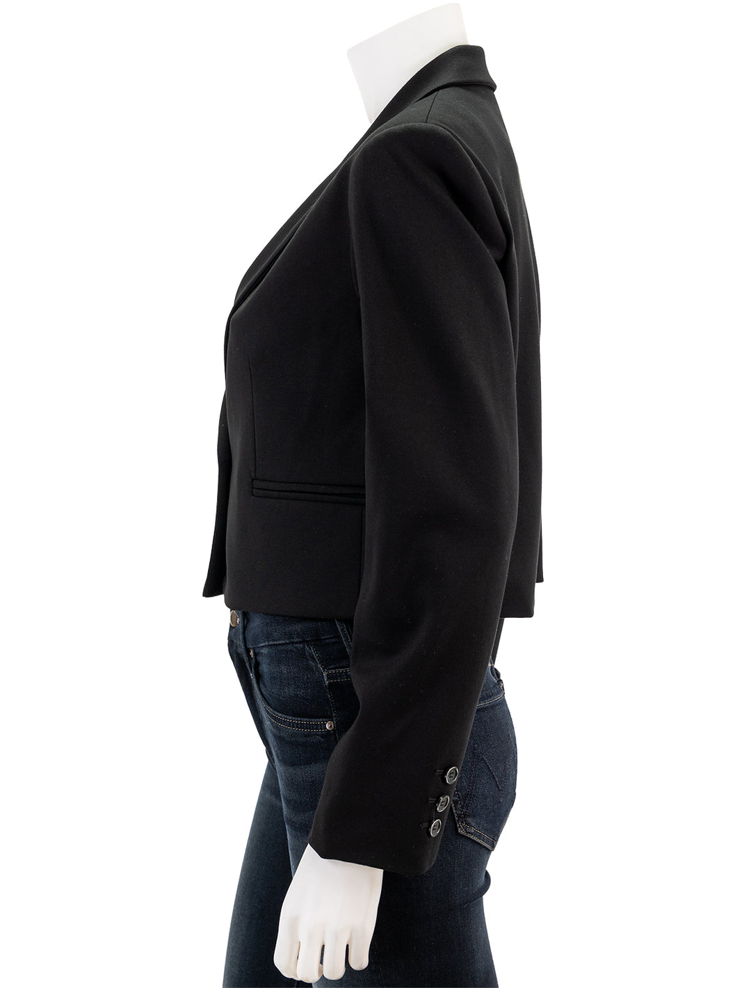 Side view of Velvet's anya blazer in black.