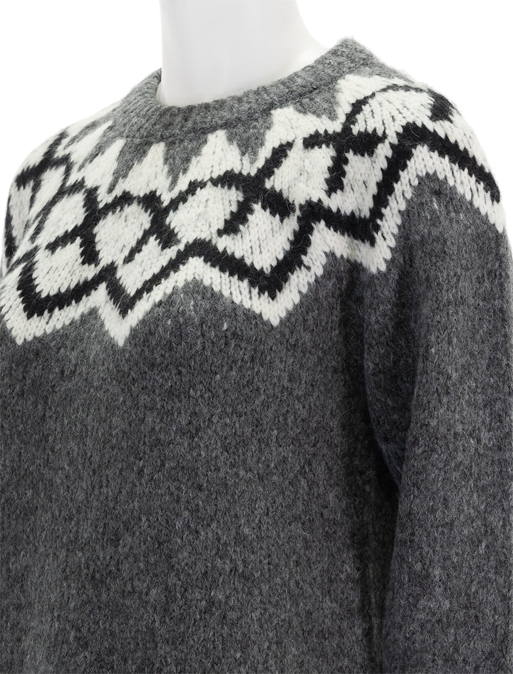 Close-up view of Velvet by Graham & Spencer's Alexa Sweater in Medium Heather Grey.