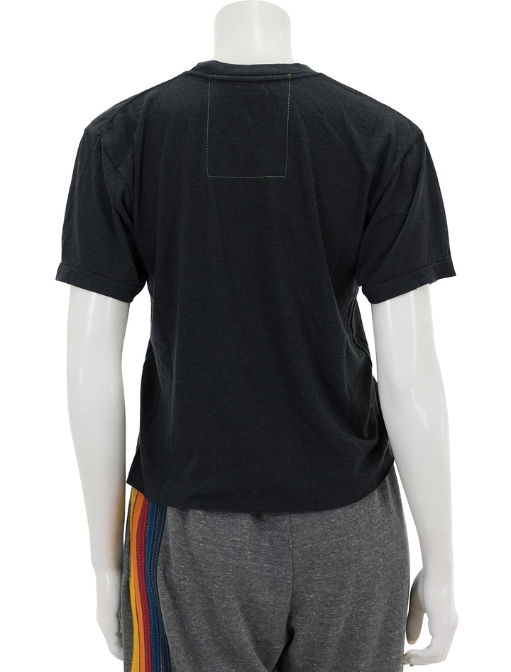 Back view of Aviator Nation's bolt boyfriend tee in charcoal.