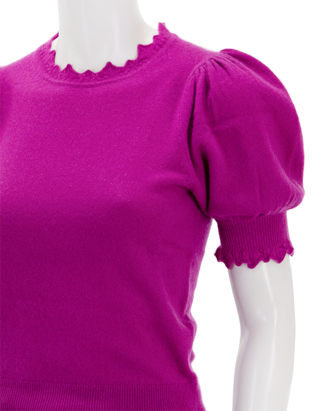 Close-up view of Ulla Johnson's lotta top in thistle.