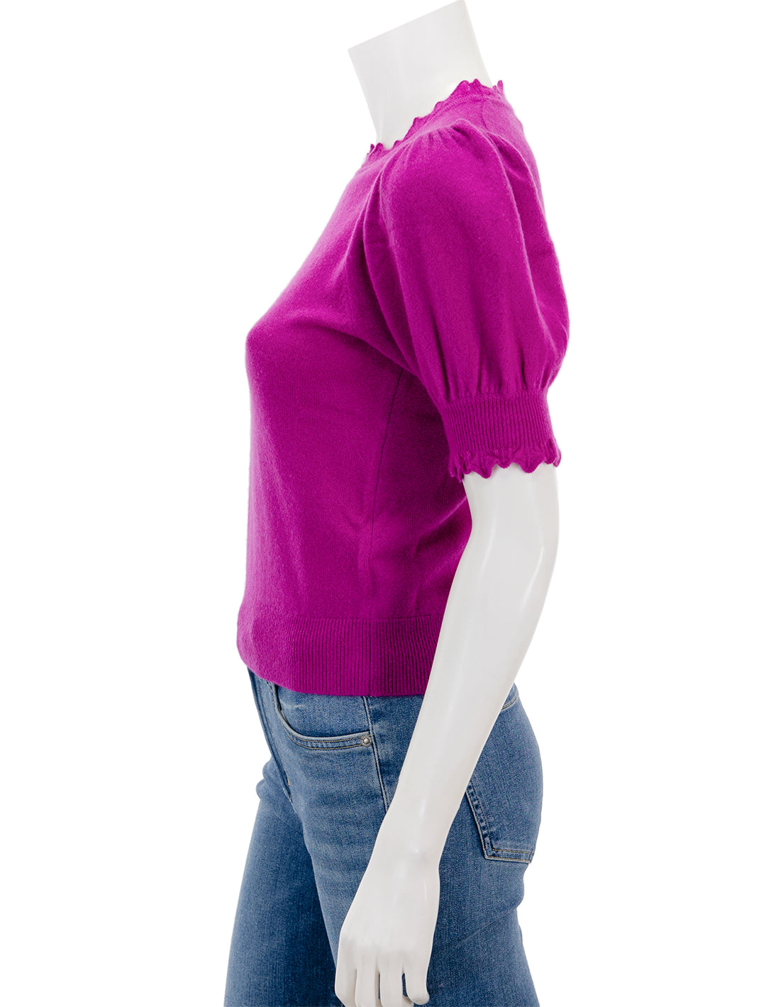 Side view of Ulla Johnson's lotta top in thistle.