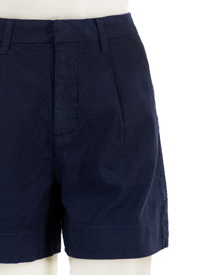 Close-up view of Frank & Eileen's waterford walking short in navy.