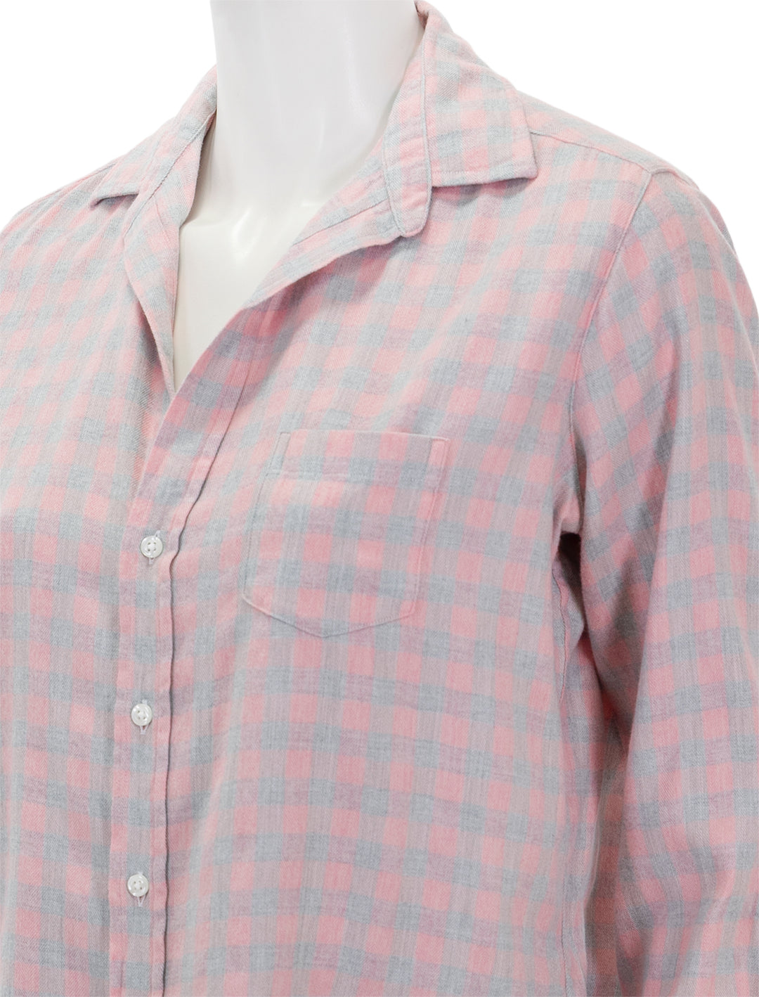 Close-up view of Frank & Eileen's eileen in grey and pink check flannel.