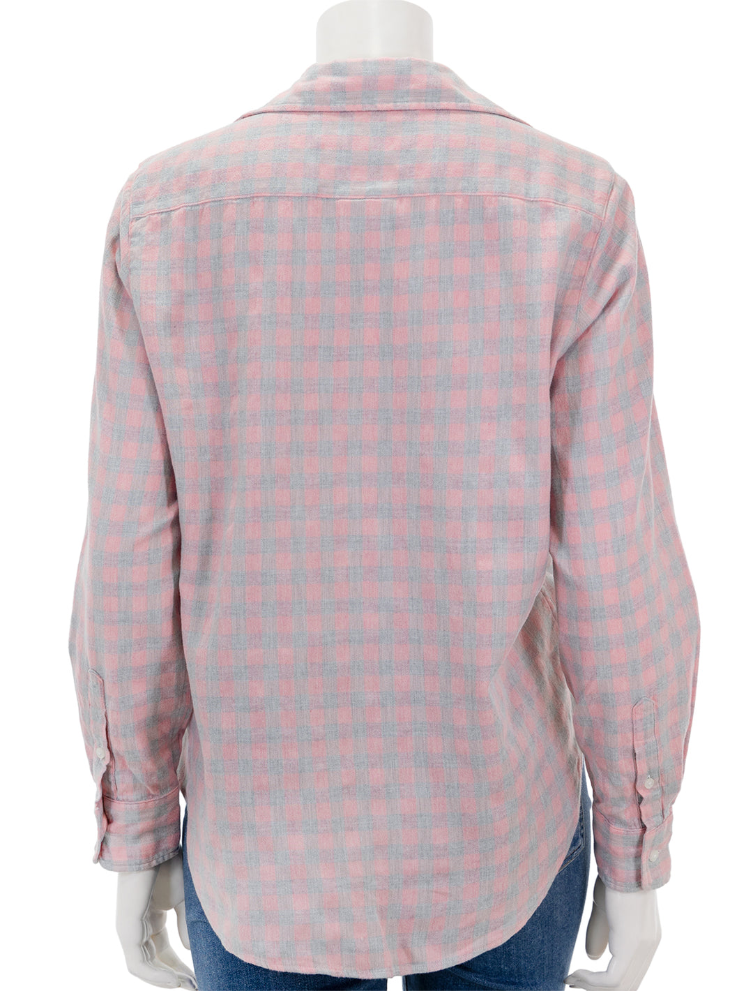 Back view of Frank & Eileen's eileen in grey and pink check flannel.