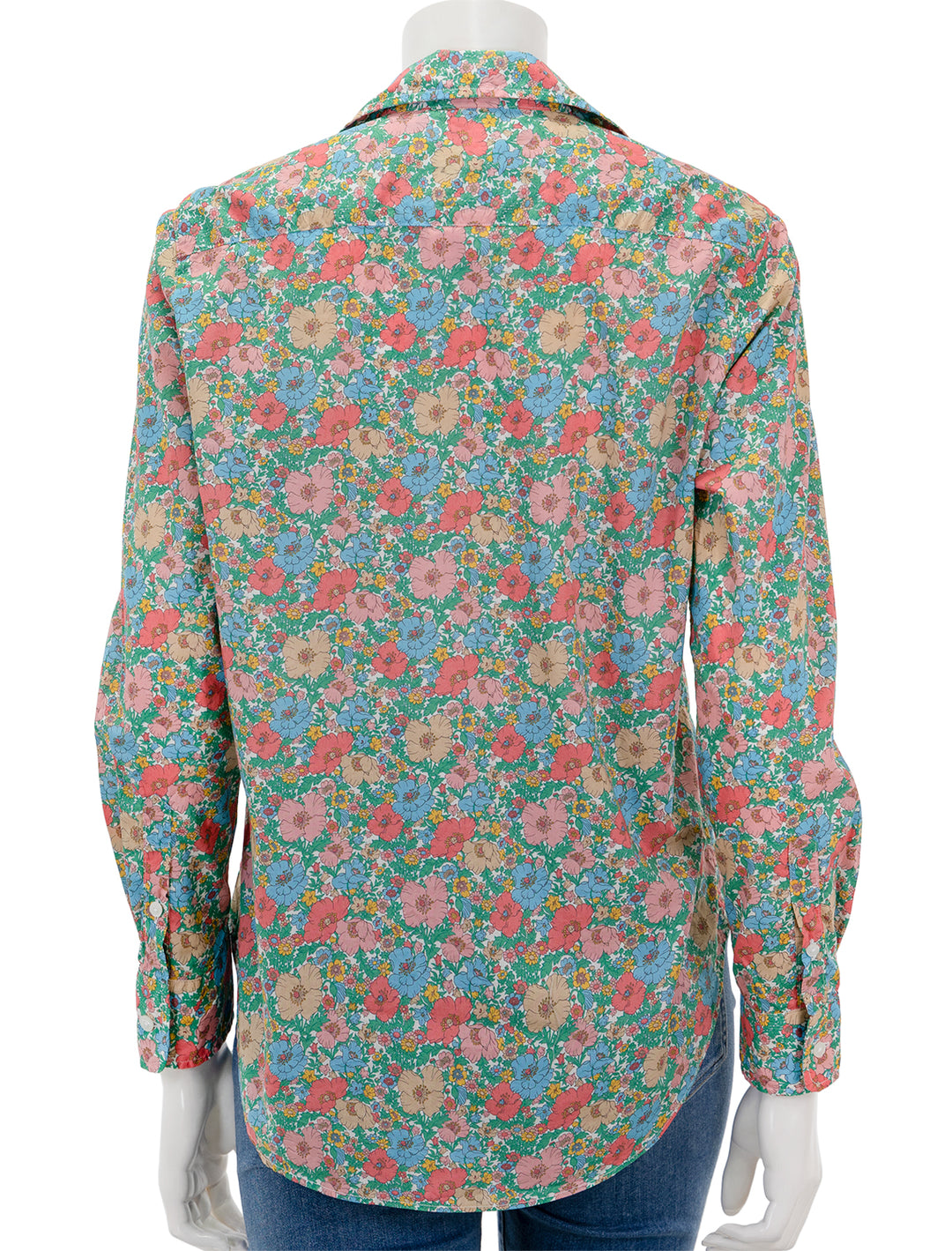 Back view of Frank & Eileen's eileen in pink, green and blue floral.
