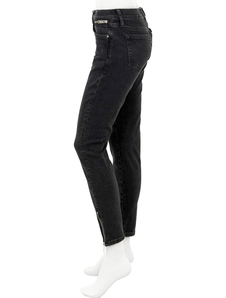 Side view of Anine Bing's jax jean in smoke black.