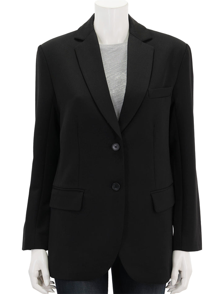 Front view of Anine Bing's quinn blazer in black, buttoned.