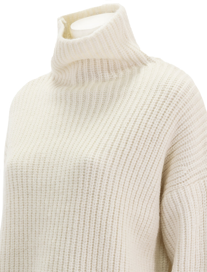 Close-up view of Anine Bing's sydney sweater in ivory.