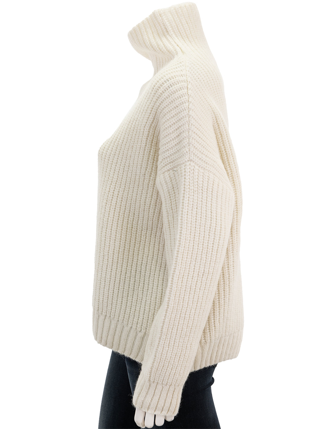 Side view of Anine Bing's sydney sweater in ivory.