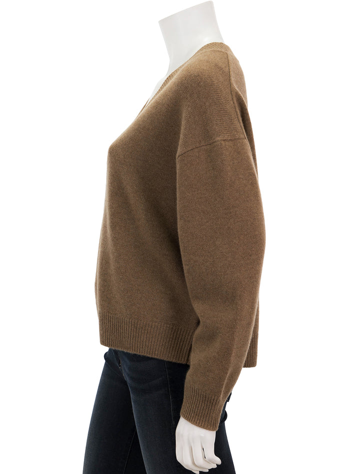 Side view of Anine Bing's lee sweater in camel.