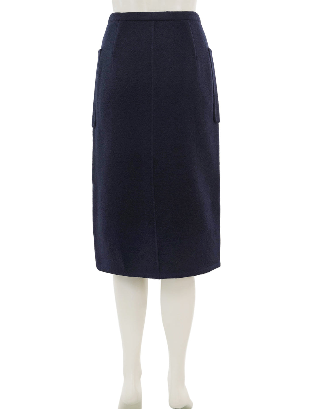 Back view of Vince's brushed wool pencil skirt in deep caspian.