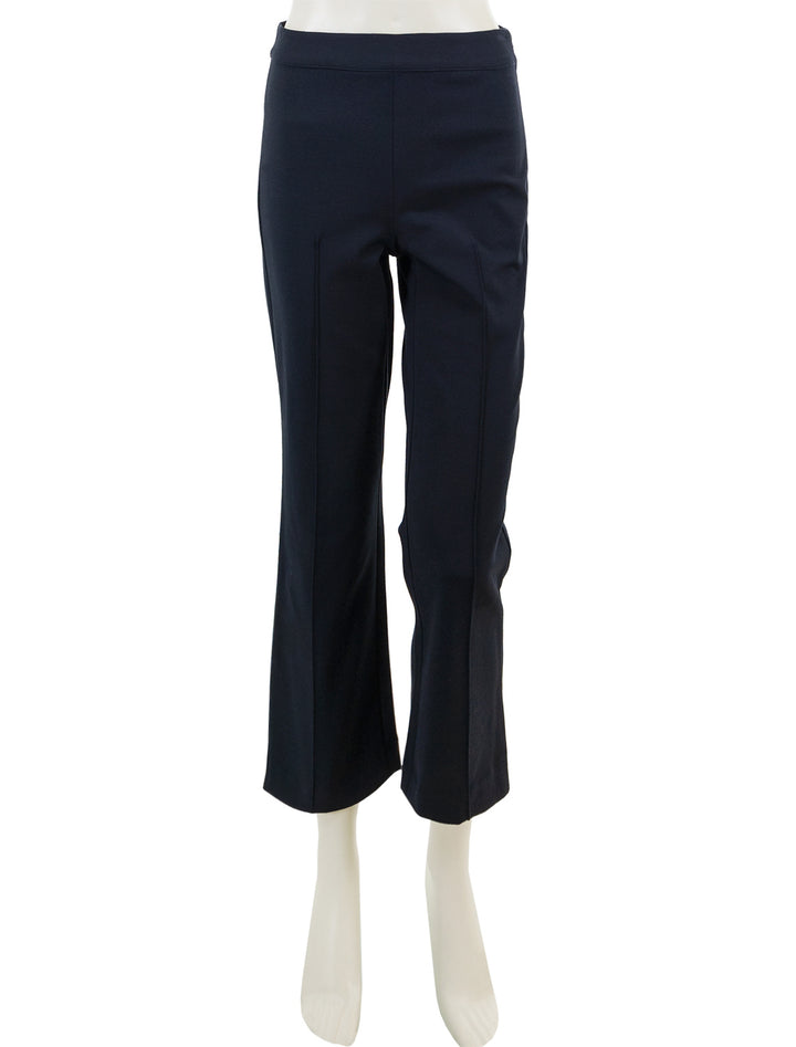 Front view of Vince's mid rise pintuck crop flare pant in coastal.